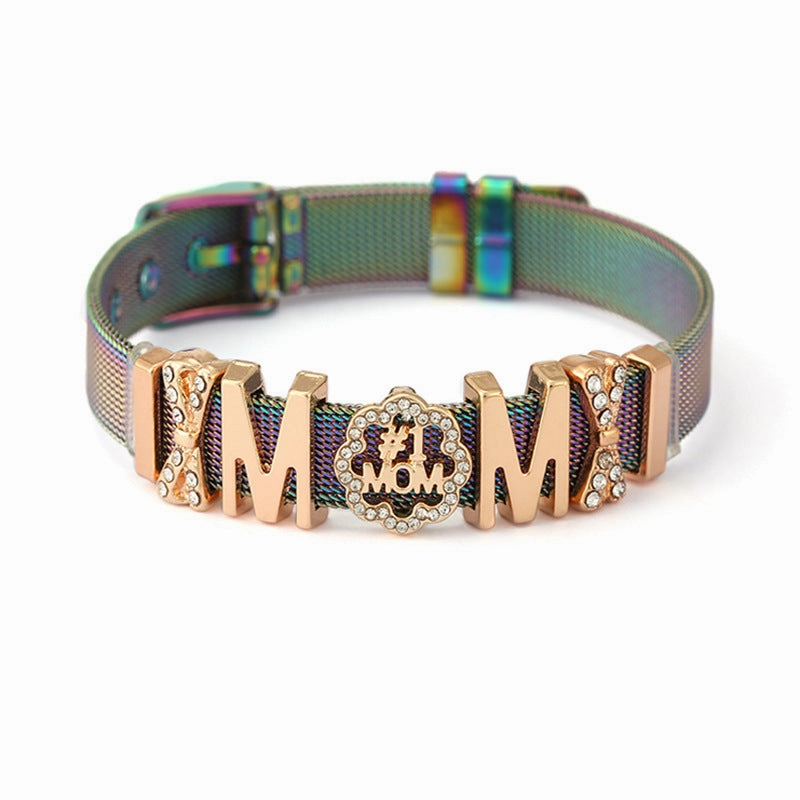 Wholesale Mothers Day MOM Letter Accessories Stainless Steel Mesh Bracelet