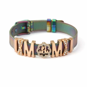 Wholesale Mothers Day MOM Letter Accessories Stainless Steel Mesh Bracelet