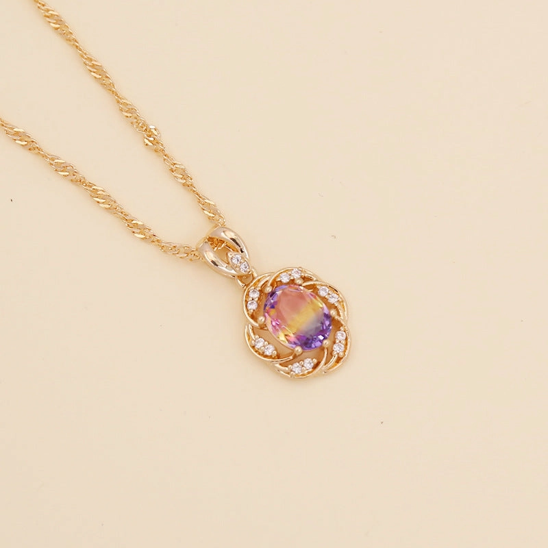 Wholesale Multi-color Diamond Sunflower Necklace