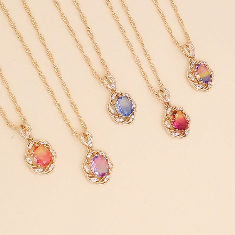 Wholesale Multi-color Diamond Sunflower Necklace