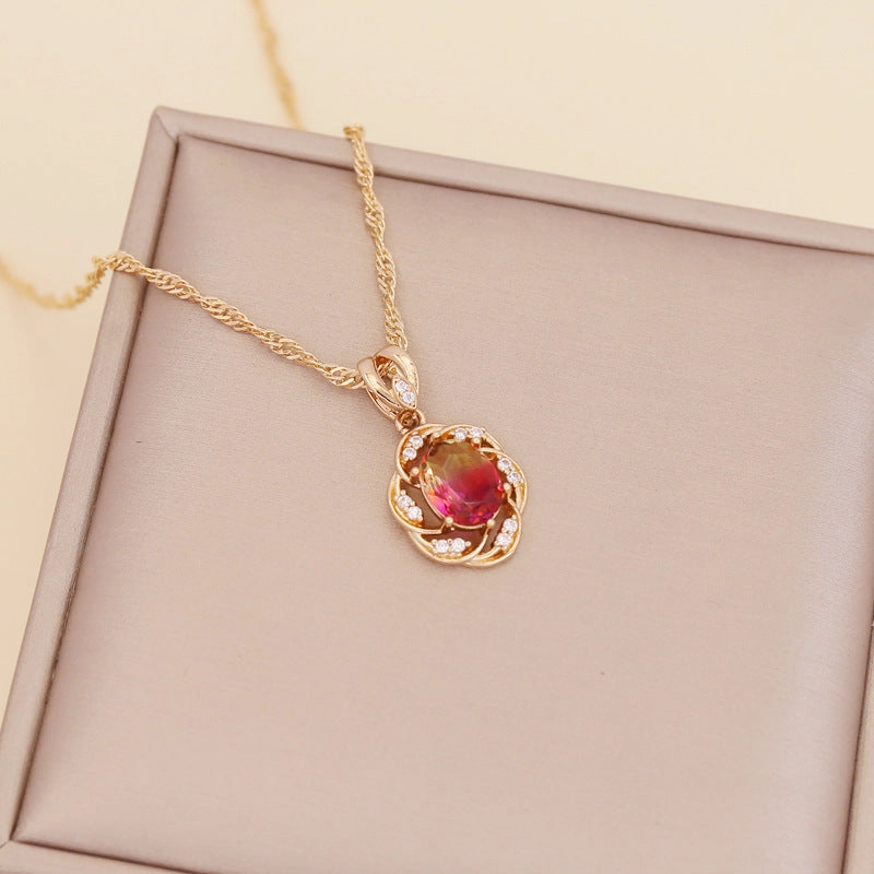 Wholesale Multi-color Diamond Sunflower Necklace