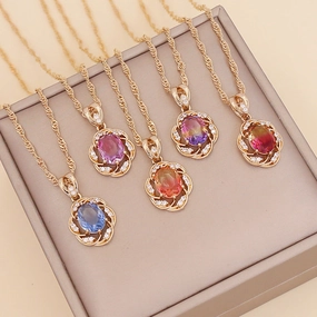 Wholesale Multi-color Diamond Sunflower Necklace