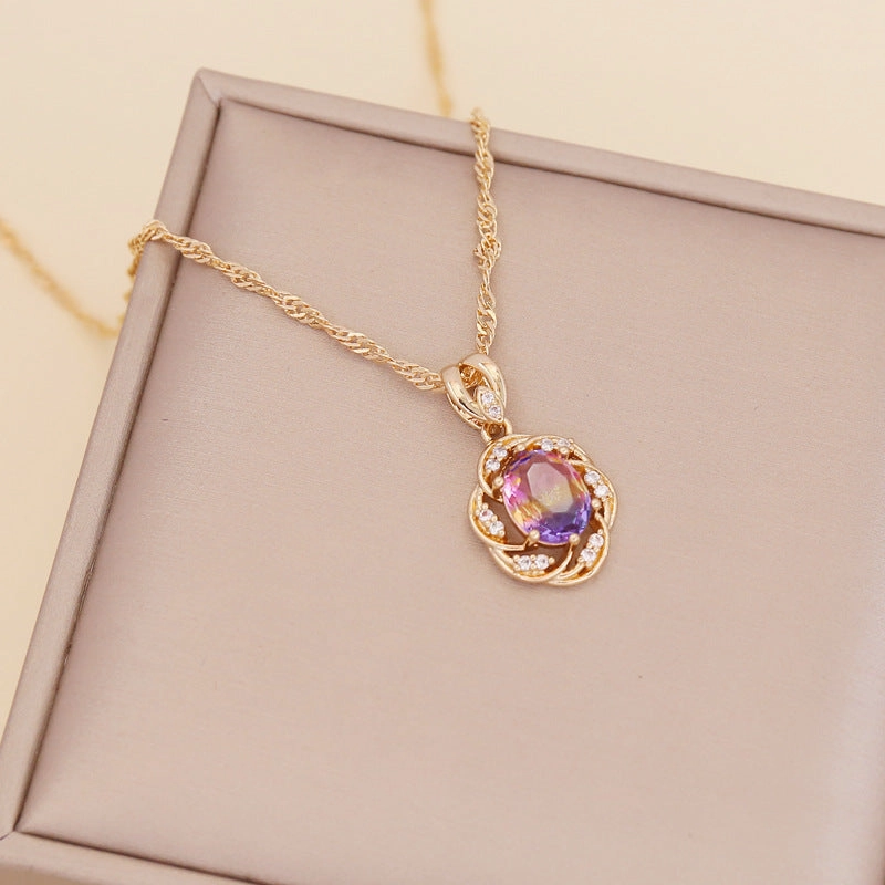 Wholesale Multi-color Diamond Sunflower Necklace