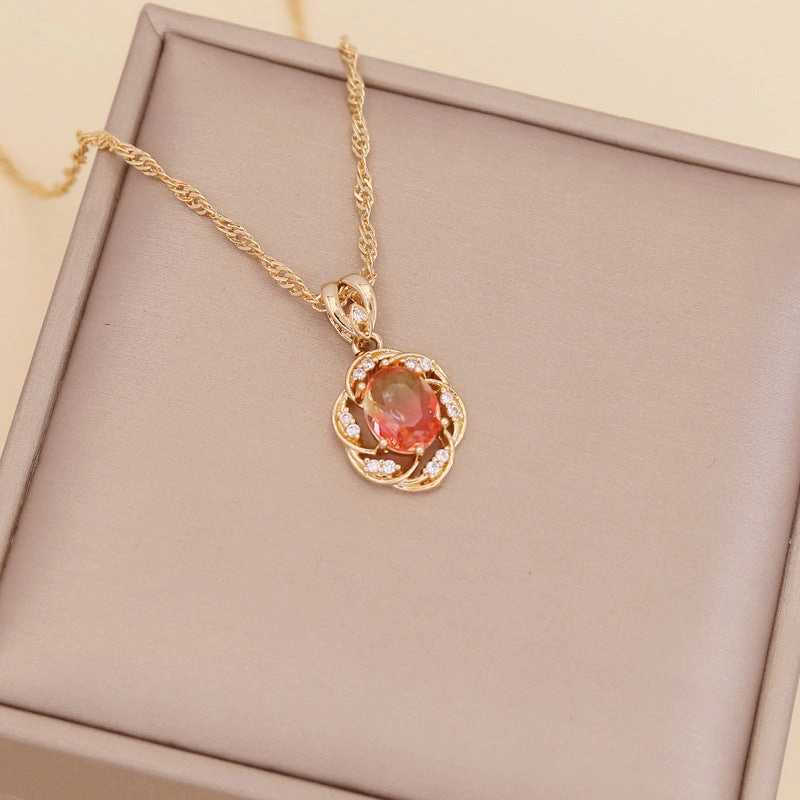 Wholesale Multi-color Diamond Sunflower Necklace