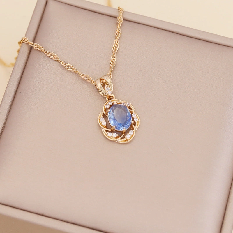 Wholesale Multi-color Diamond Sunflower Necklace