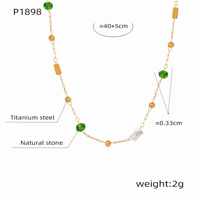 Wholesale Multi-color Natural Stone Beaded Design Titanium Steel Necklace