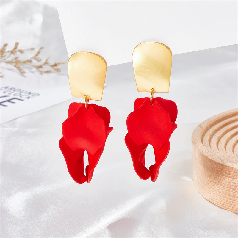 Wholesale Multi Color Petal Leaf Earrings