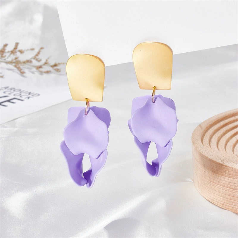 Wholesale Multi Color Petal Leaf Earrings
