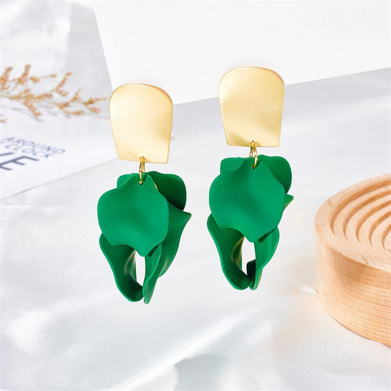 Wholesale Multi Color Petal Leaf Earrings