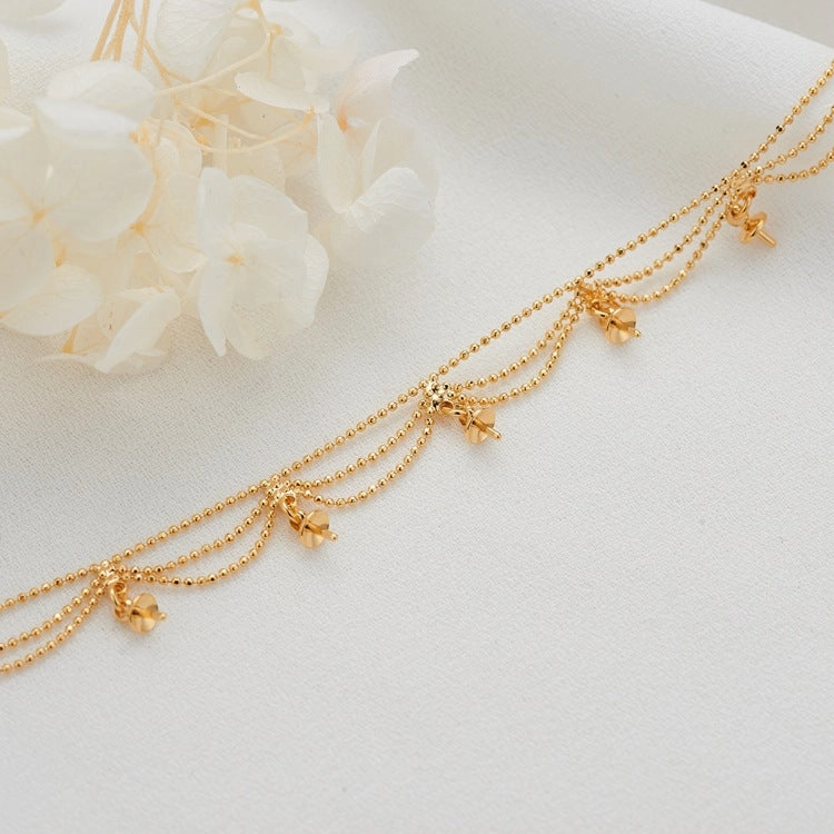 Wholesale Multi-layer 14K Gold DIY Tassel Pearl Necklace Clavicle Chain