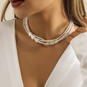 Wholesale Multi-layer Beaded Drop Shaped Resin Necklace