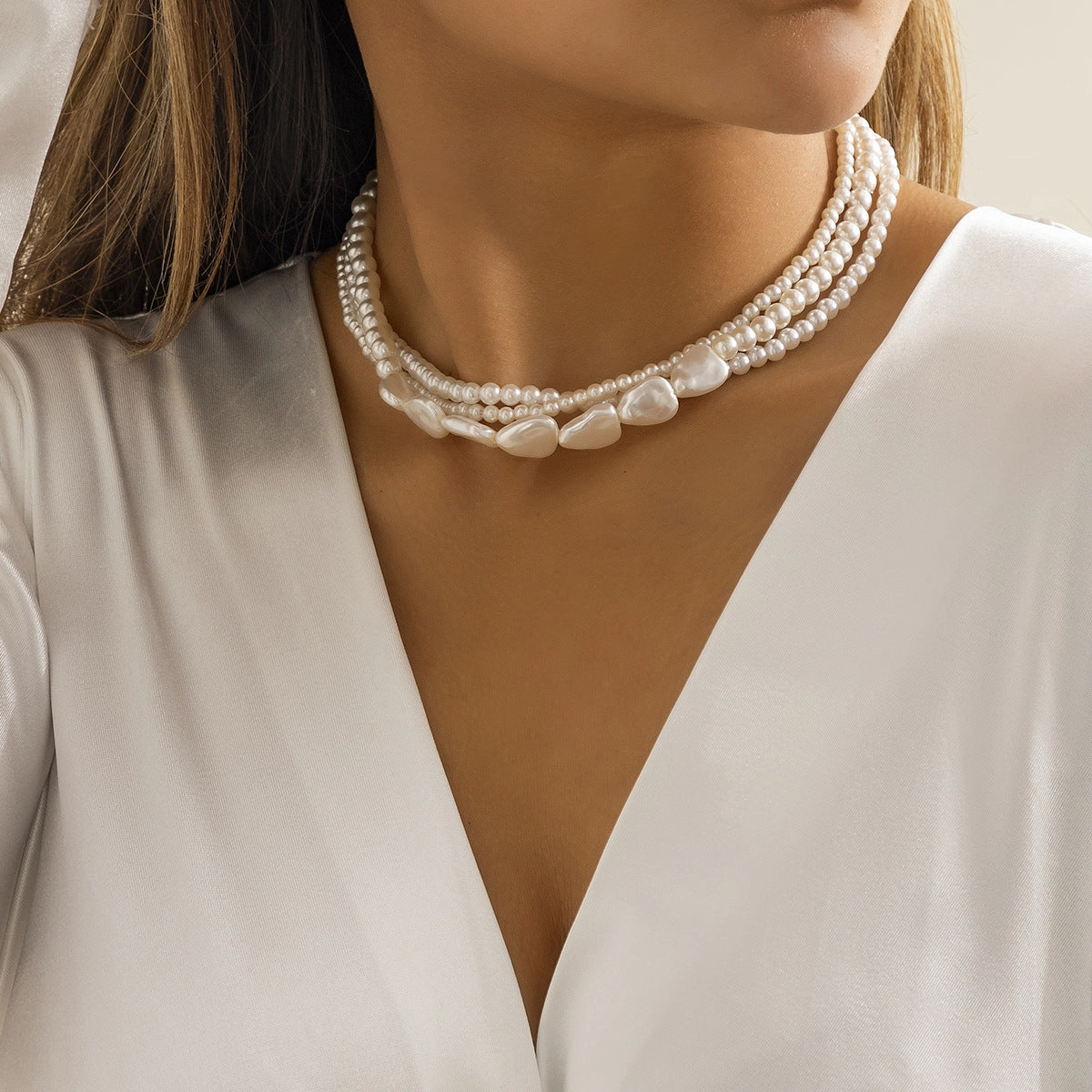 Wholesale Multi-layer Beaded Drop Shaped Resin Necklace