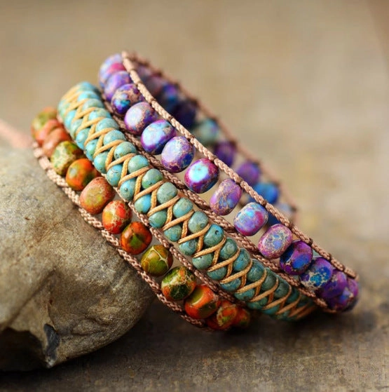 Wholesale Multi-Layer Braided Emperor Stone Bracelets