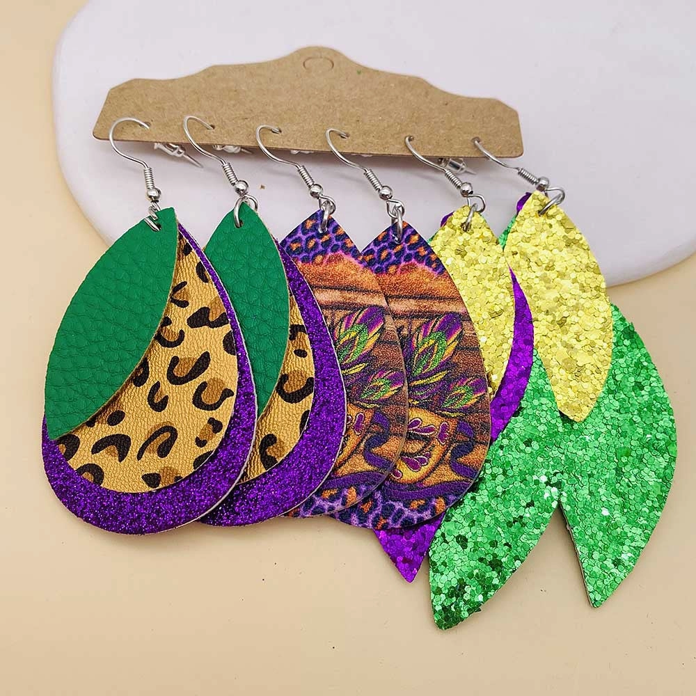 Wholesale Multi Layer Festive Leather Earrings