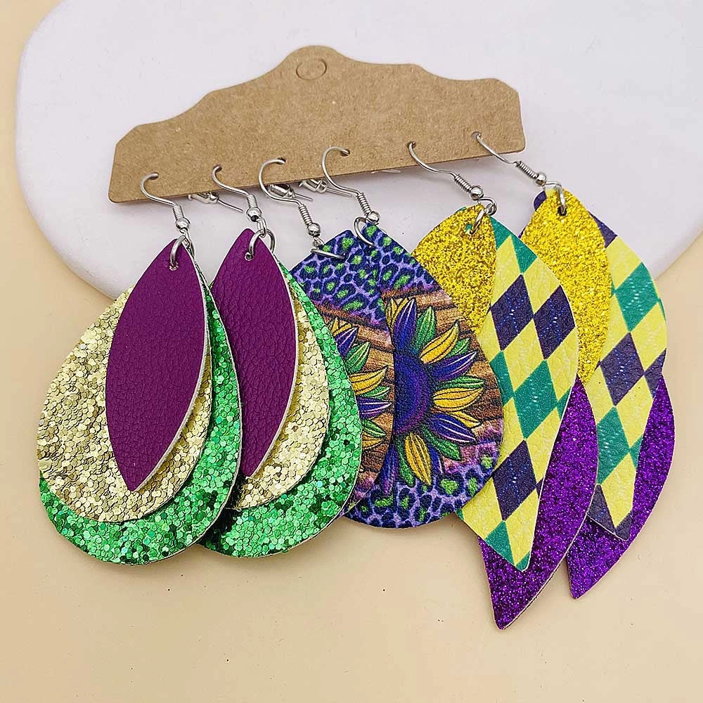 Wholesale Multi Layer Festive Leather Earrings