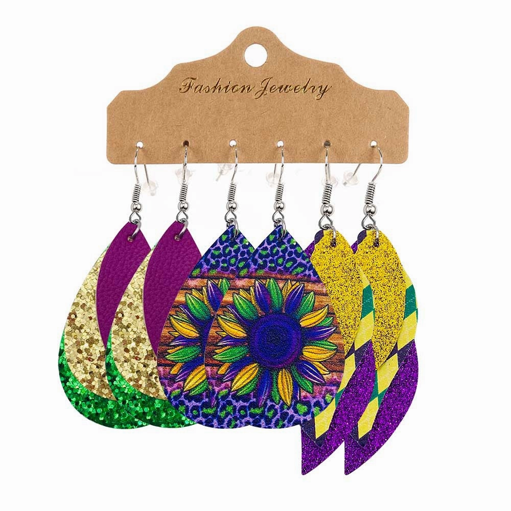 Wholesale Multi Layer Festive Leather Earrings