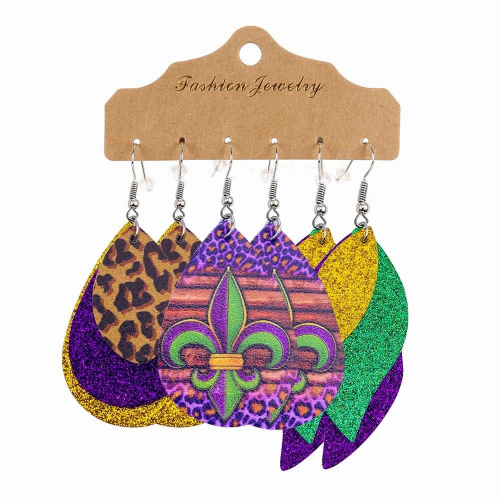 Wholesale Multi Layer Festive Leather Earrings
