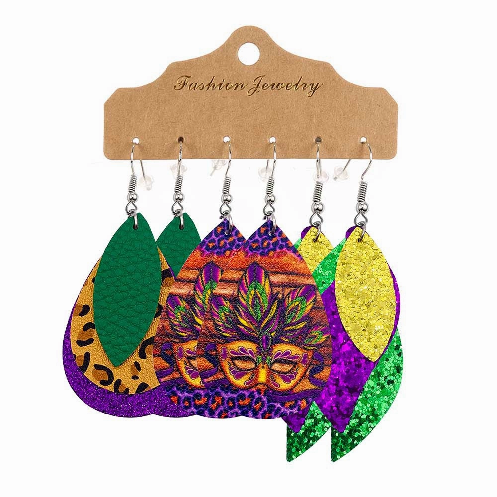 Wholesale Multi Layer Festive Leather Earrings