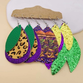Wholesale Multi Layer Festive Leather Earrings