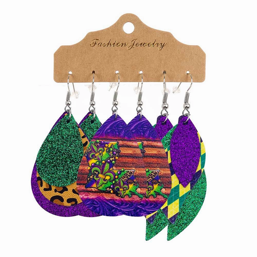 Wholesale Multi Layer Festive Leather Earrings