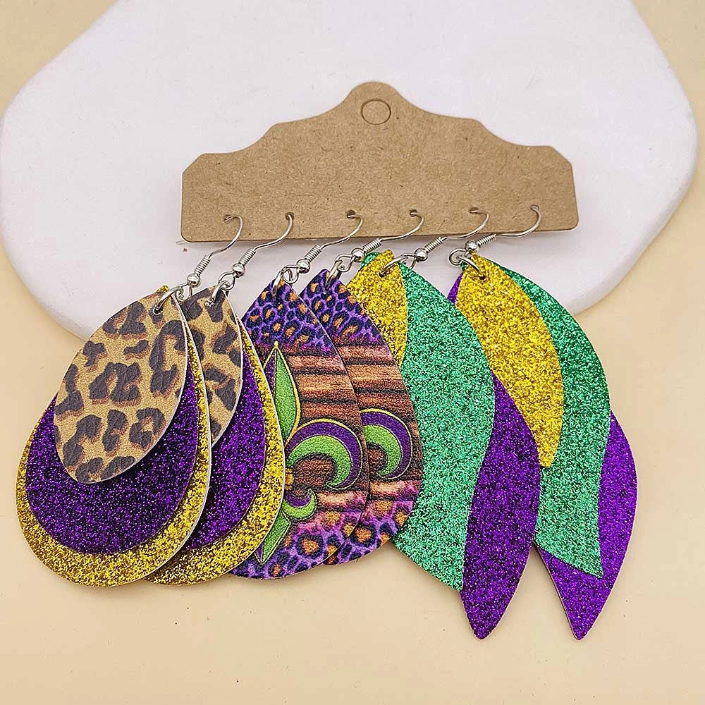 Wholesale Multi Layer Festive Leather Earrings