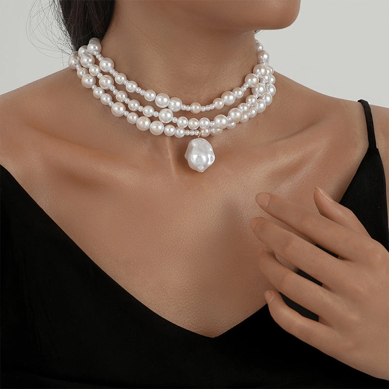 Wholesale Multi Layer Pearl Necklaces OLY-NE-ChunN004