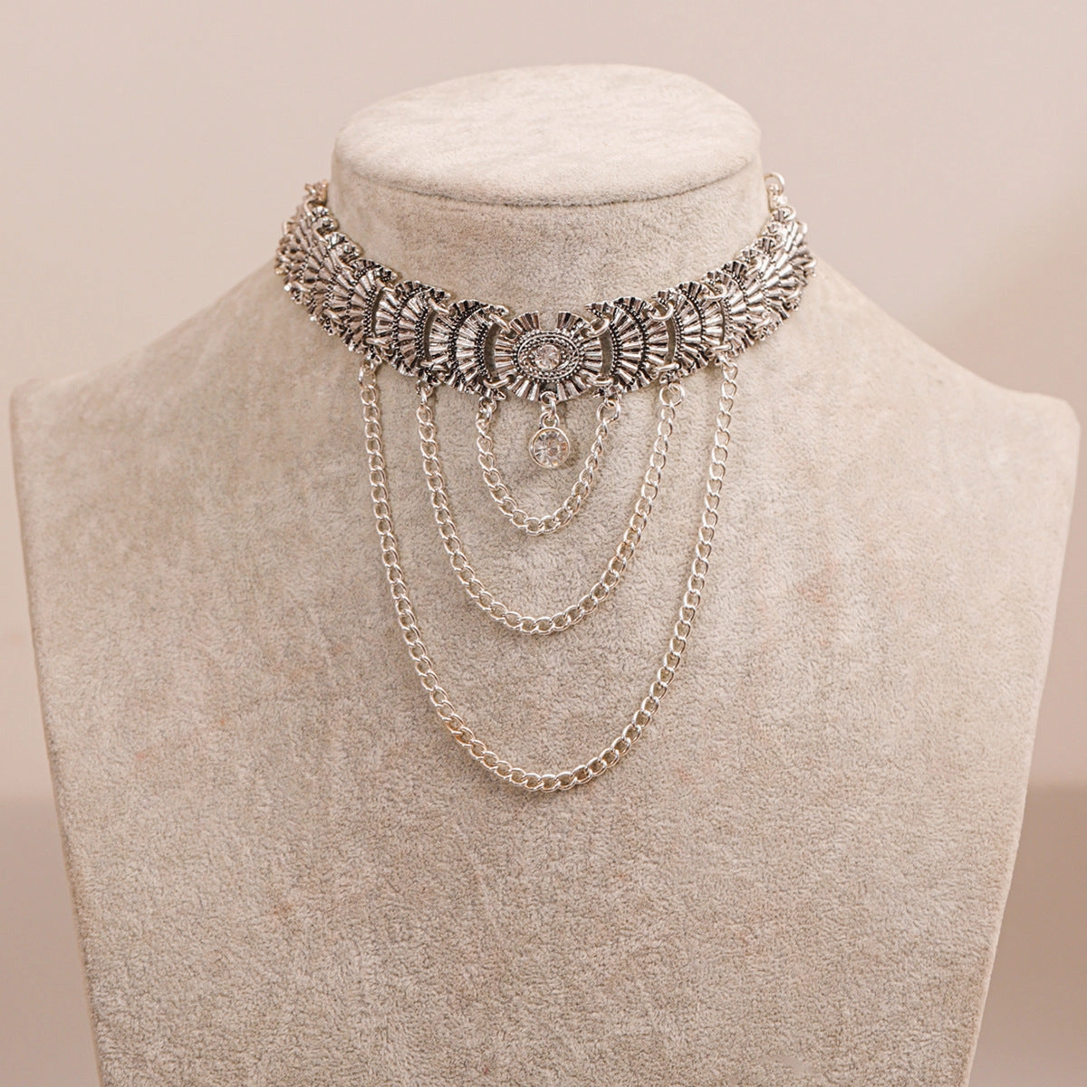 Wholesale Multi-layer Short Diamond Alloy Necklace