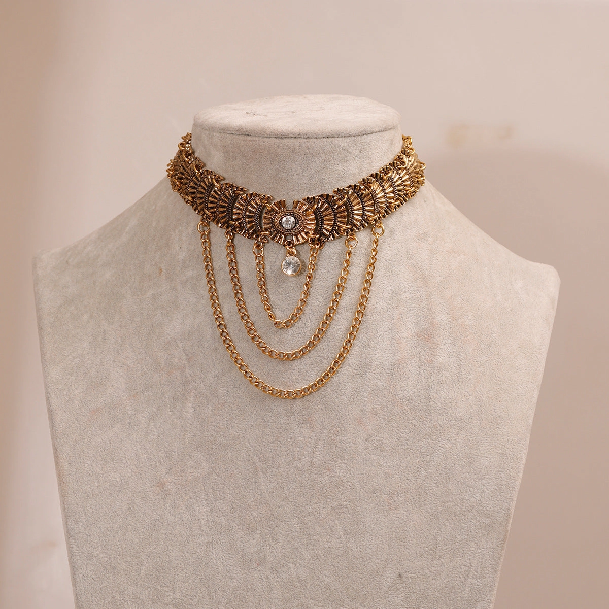 Wholesale Multi-layer Short Diamond Alloy Necklace