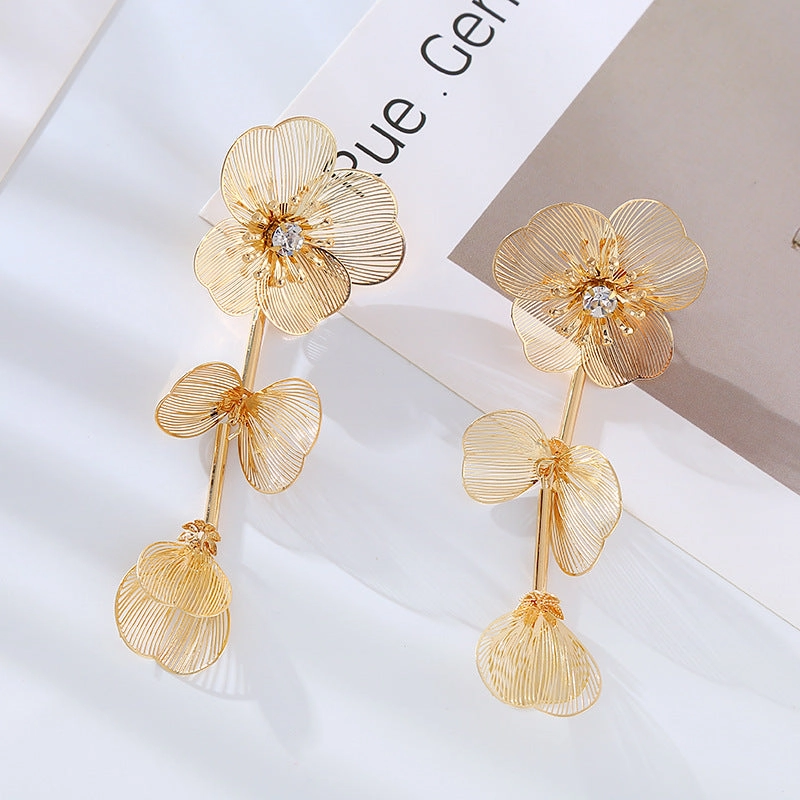 Wholesale Multi-layer Stitching Flower Earrings