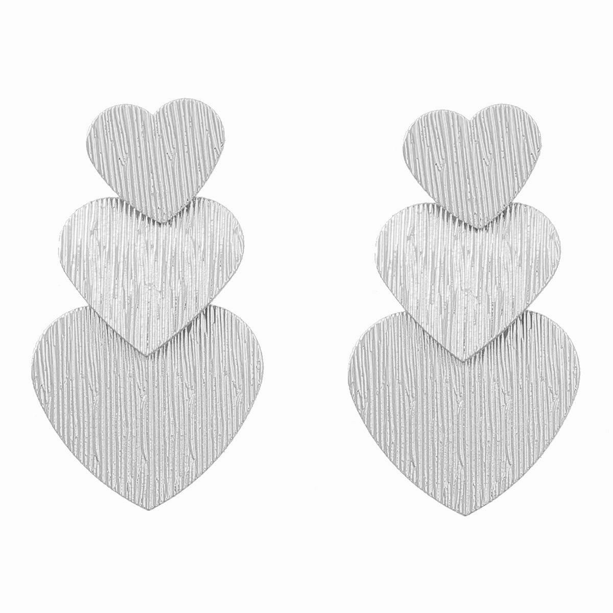 Wholesale Multi-layer Vertical Stripe Heart Alloy Earrings
