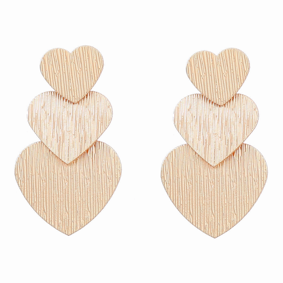 Wholesale Multi-layer Vertical Stripe Heart Alloy Earrings