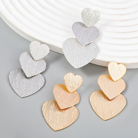 Wholesale Multi-layer Vertical Stripe Heart Alloy Earrings