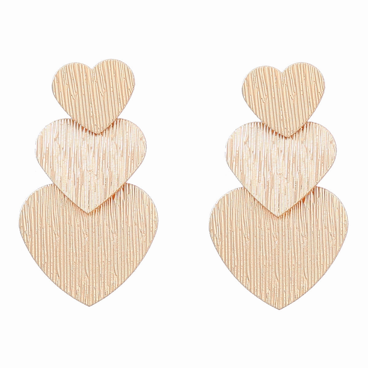 Wholesale Multi-layer Vertical Stripe Heart Alloy Earrings