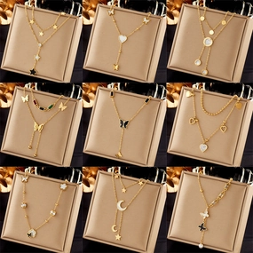 Wholesale Multi-layered Clavicle Chain Titanium Steel Necklace