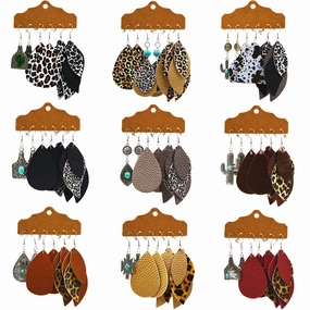 Wholesale Multi-layered Leather Earrings Symmetrical Love Earrings