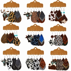 Wholesale Multi-layered Leather Earrings Symmetrical Love Earrings