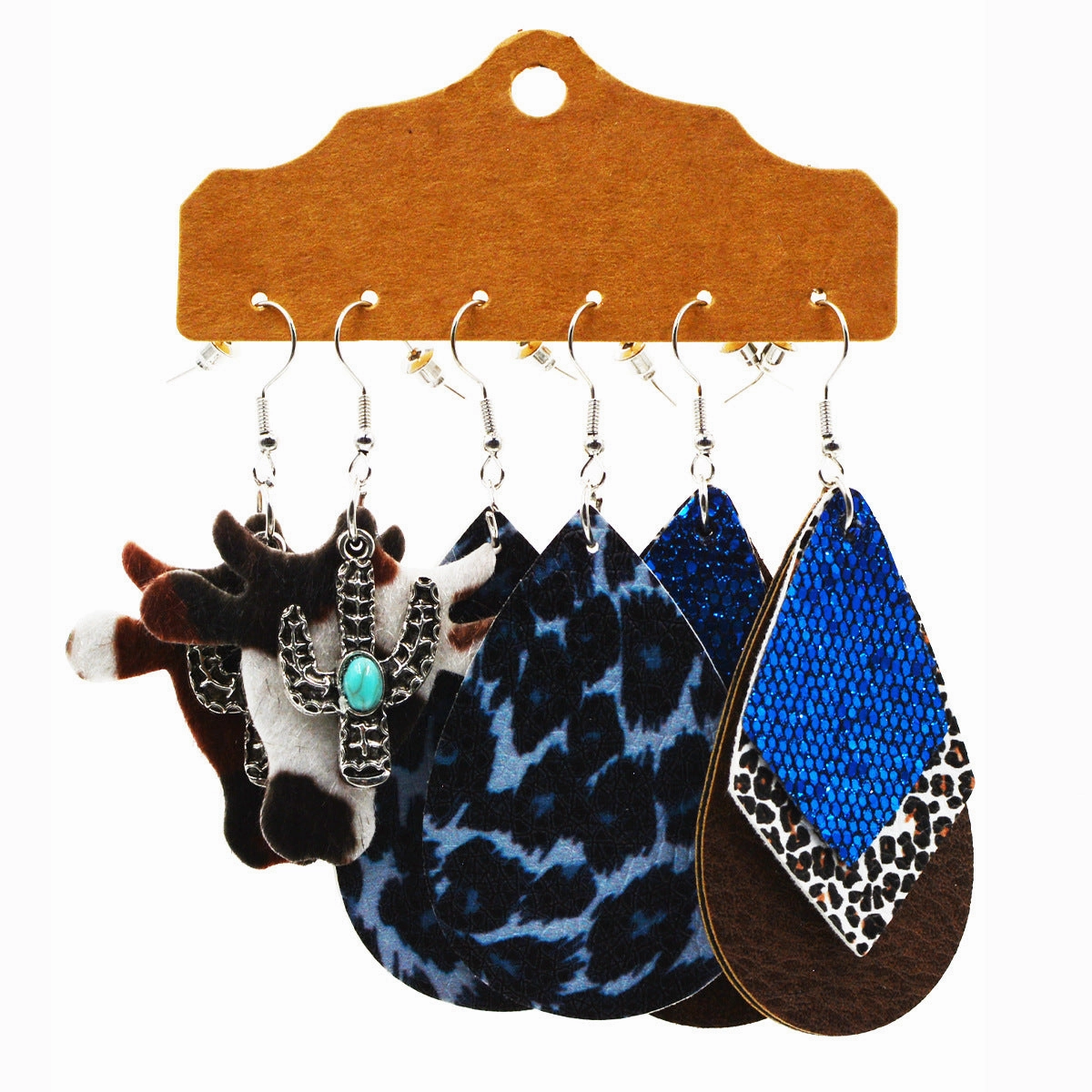 Wholesale Multi-layered Leather Earrings Symmetrical Love Earrings