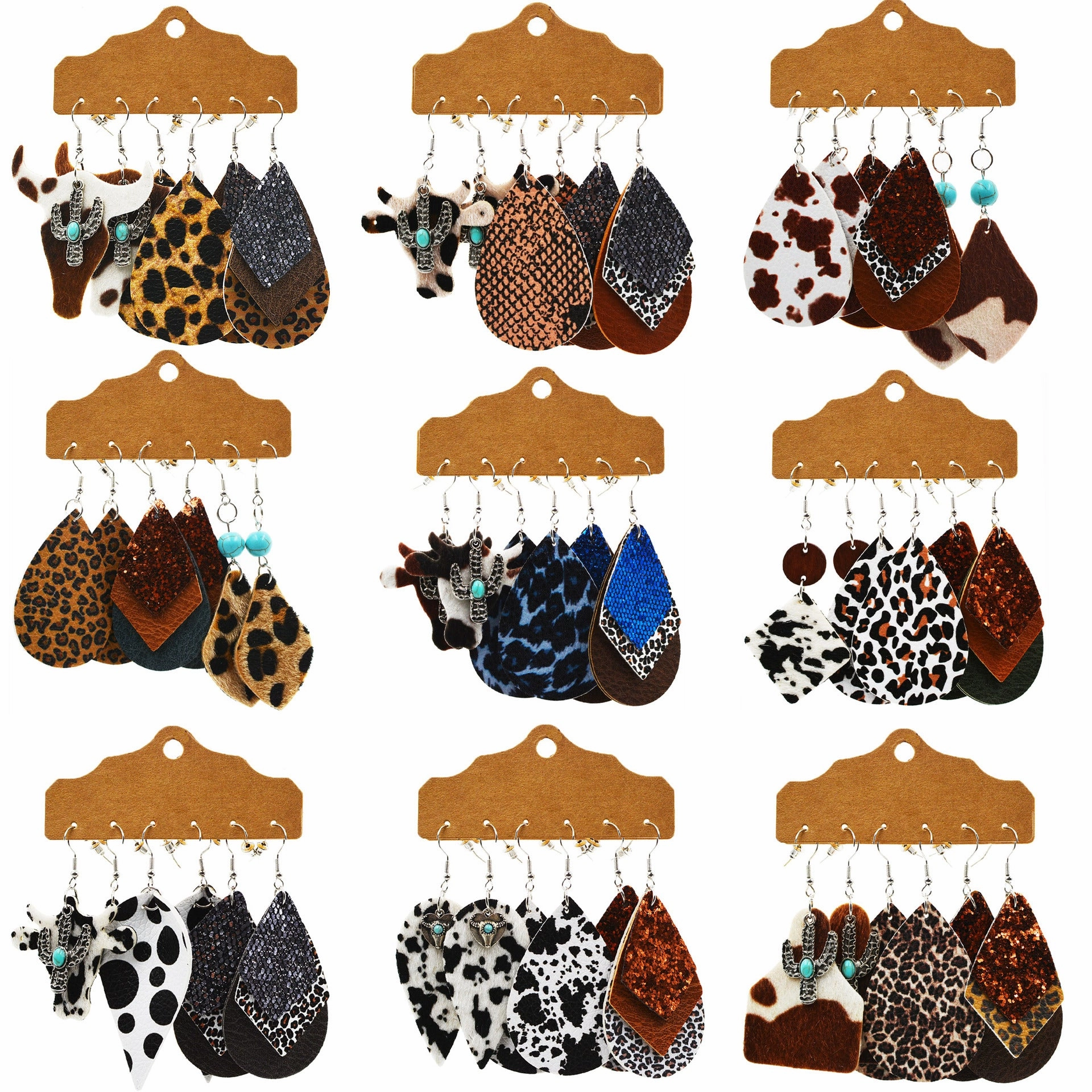 Wholesale Multi-layered Leather Earrings Symmetrical Love Earrings