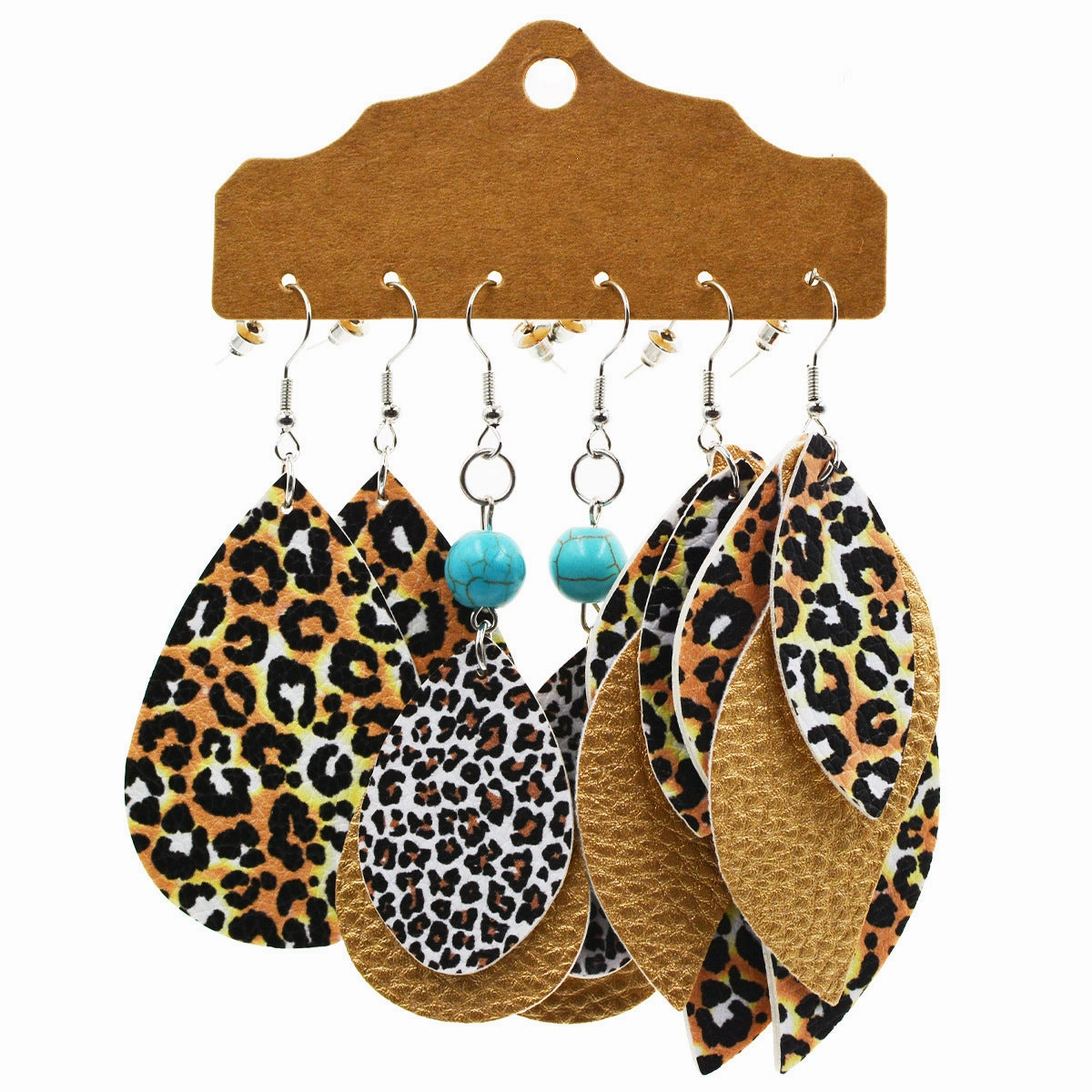Wholesale Multi-layered Leather Earrings Symmetrical Love Earrings