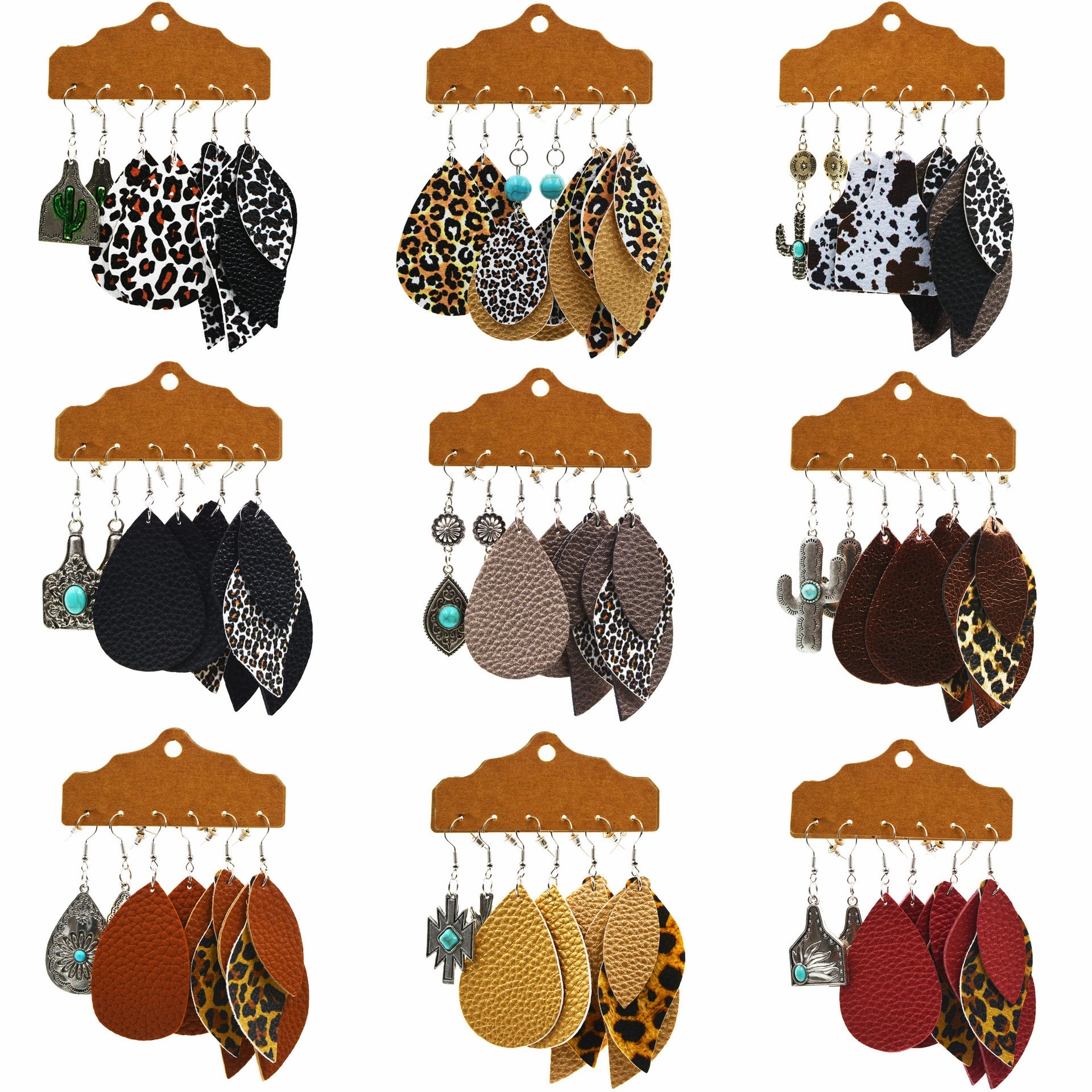 Wholesale Multi-layered Leather Earrings Symmetrical Love Earrings