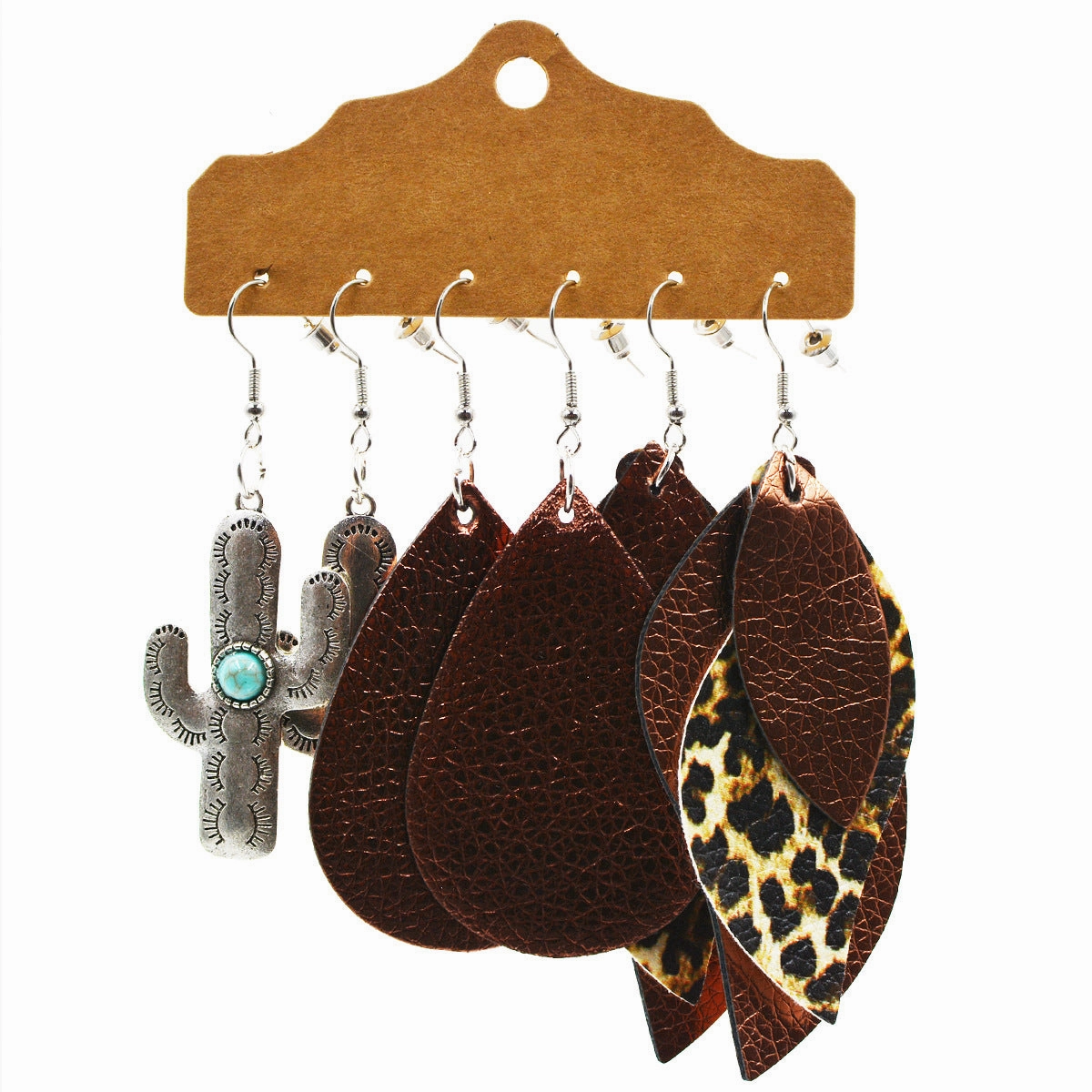 Wholesale Multi-layered Leather Earrings Symmetrical Love Earrings