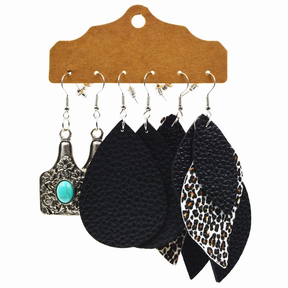 Wholesale Multi-layered Leather Earrings Symmetrical Love Earrings