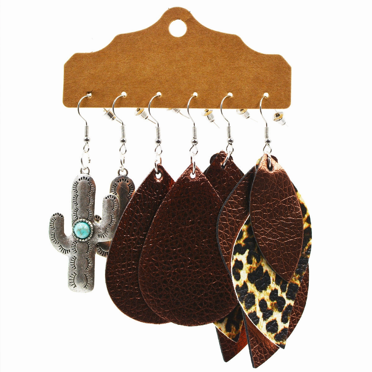 Wholesale Multi-layered Leather Earrings Symmetrical Love Earrings
