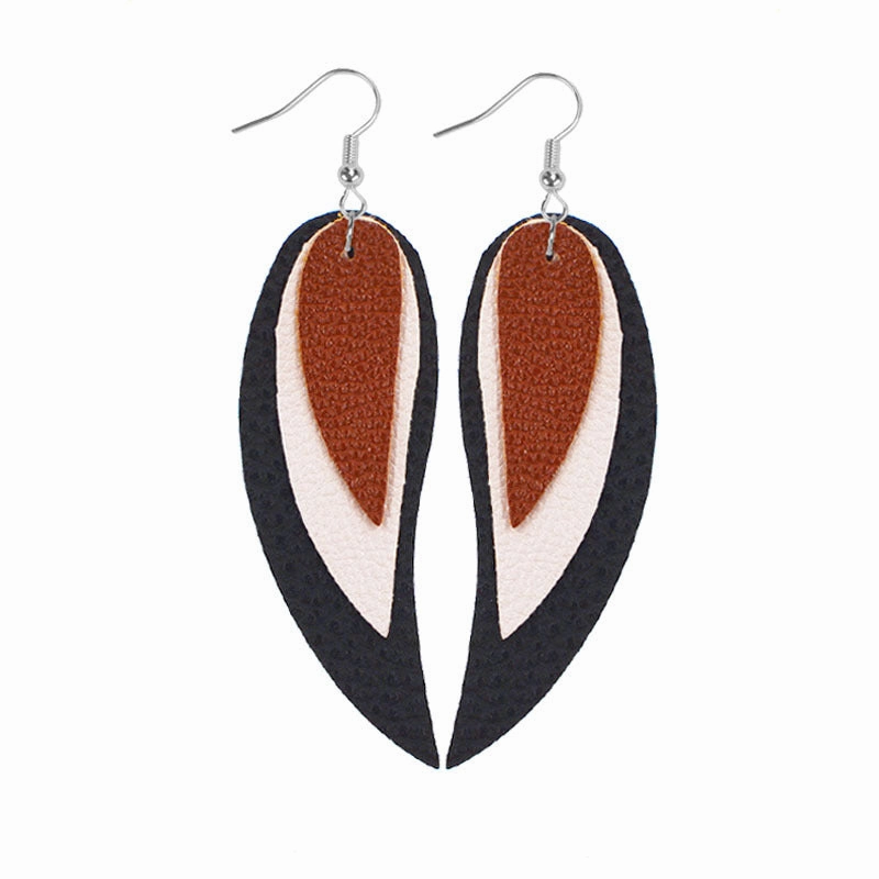 Wholesale Multi-layered Leather Earrings Symmetrical Love Earrings