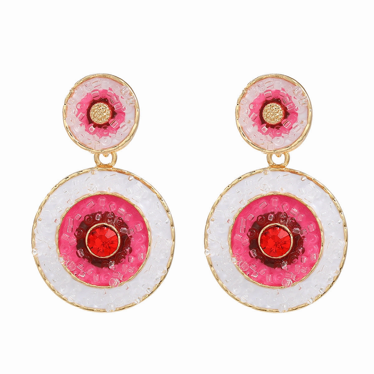 Wholesale Multi-Layered Round Color Block Devil's Eye Boho Earrings