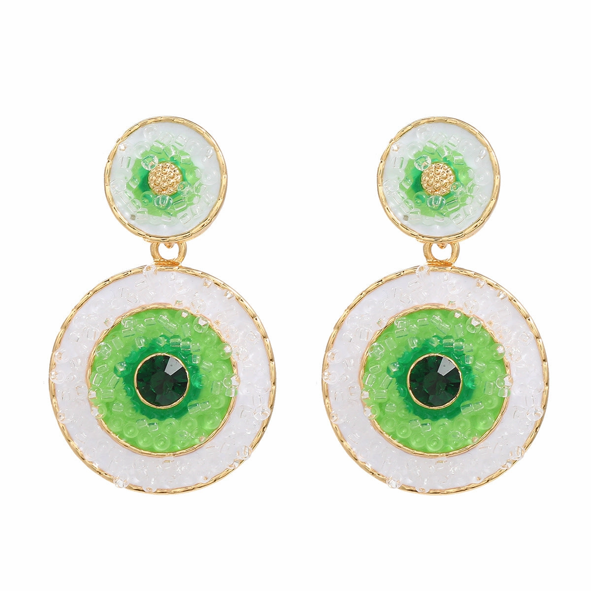 Wholesale Multi-Layered Round Color Block Devil's Eye Boho Earrings