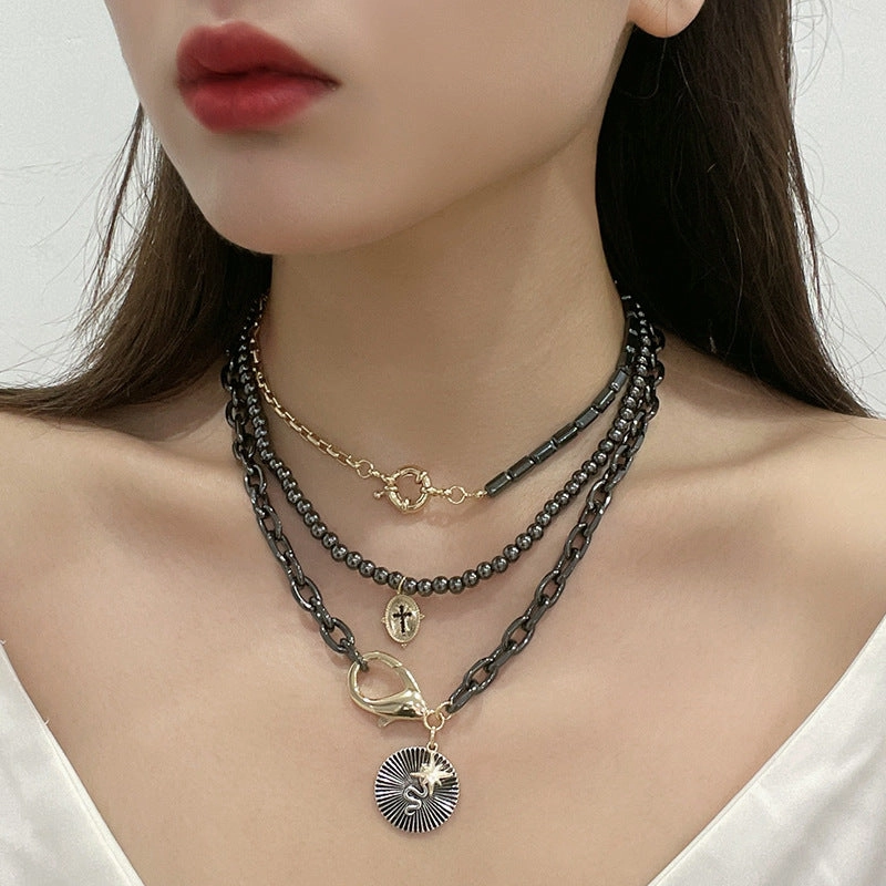 Wholesale Multi-layered Snake Cross Necklace