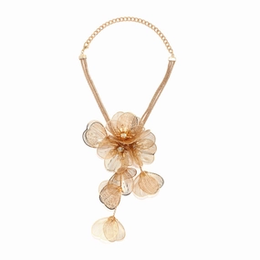 Wholesale Multi-layered Three-dimensional Metal Flower Vintage Necklace