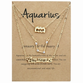 Wholesale Multi-layered Twelve Zodiac Signs Stainless Steel Necklace Set