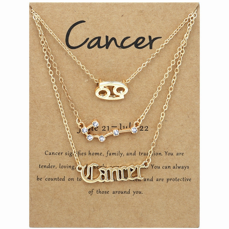 Wholesale Multi-layered Twelve Zodiac Signs Stainless Steel Necklace Set